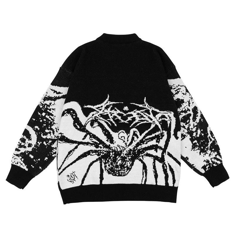 Round Neck Spider Jacquard Bottoming Sweater