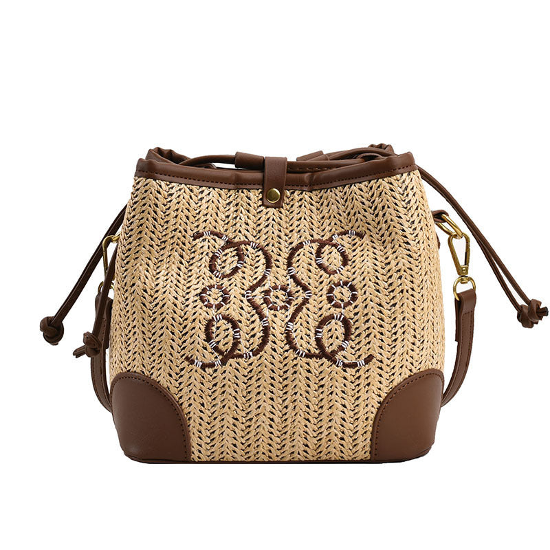 Straw Seaside Vacation Beach Woven Bucket Bag