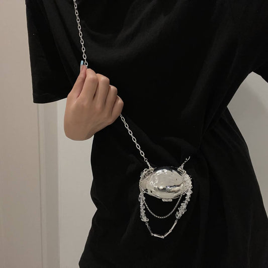 Shell Bag With Silver Metal Accessories