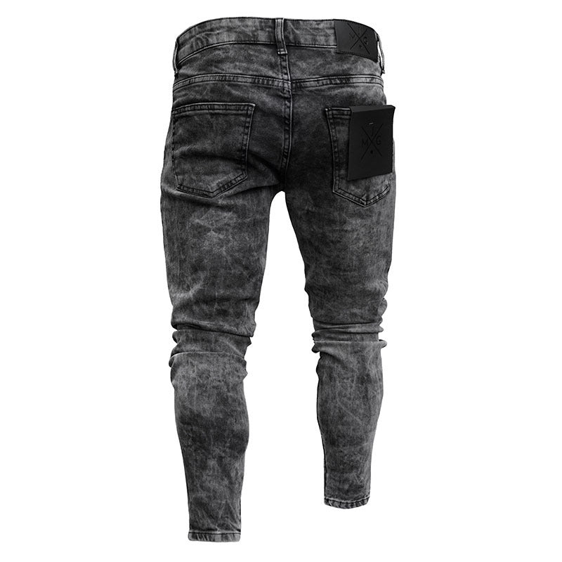 Ripped stretch denim pants