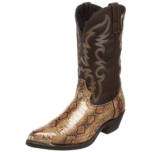 High-Heeled Iron Head Western Cowboy Boots Printed Snake Print