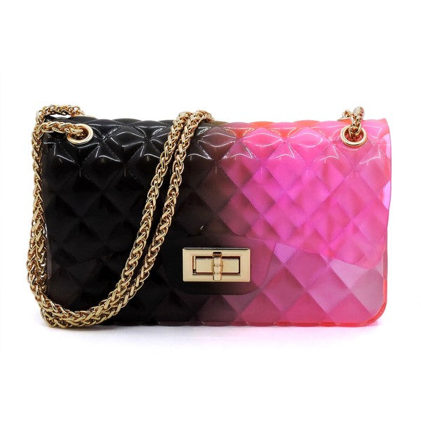 Quilt Embossed Multi Color Jelly Shoulder Bag