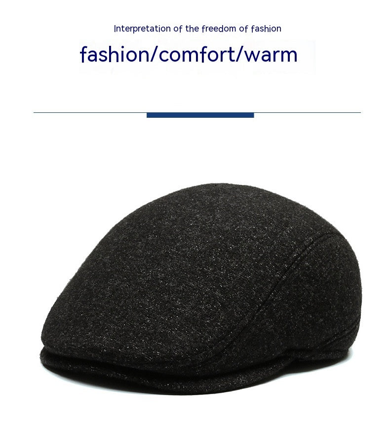 Outdoor Cycling Warm Short Brim Beret Middle-aged And Elderly Men Ear Protection Advance Hats