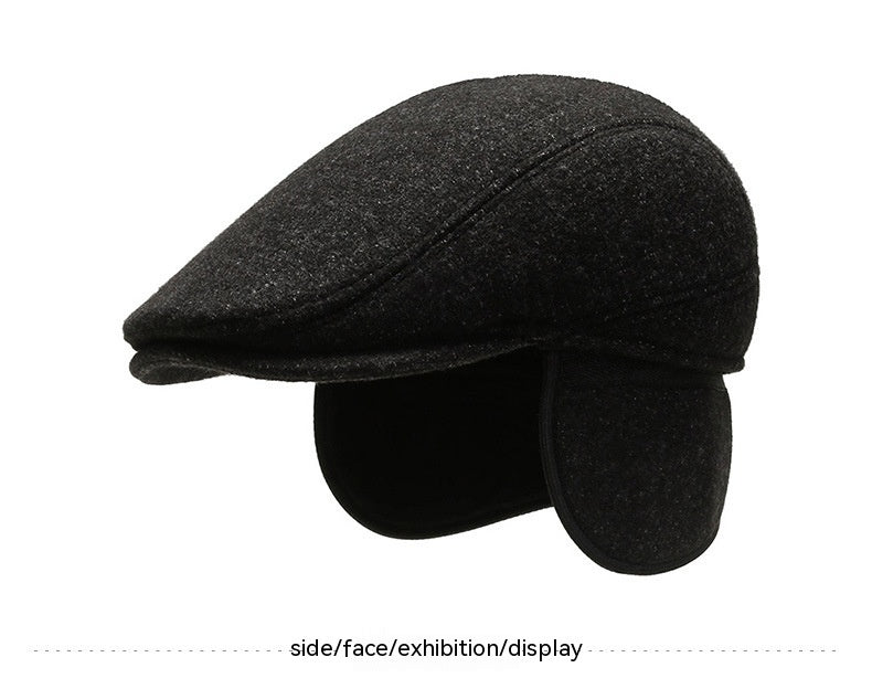 Outdoor Cycling Warm Short Brim Beret Middle-aged And Elderly Men Ear Protection Advance Hats