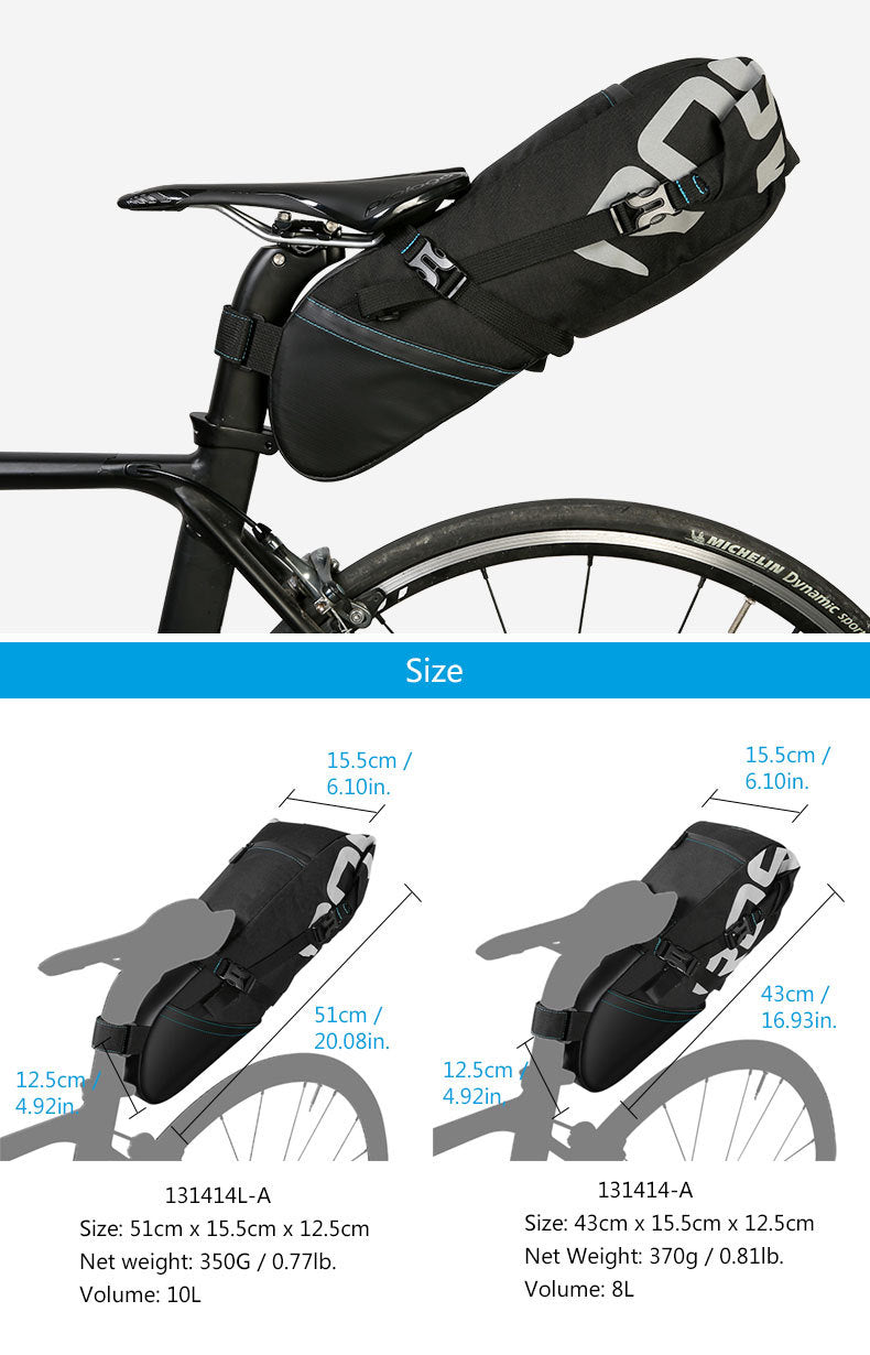 Waterproof large capacity saddle back seat bag