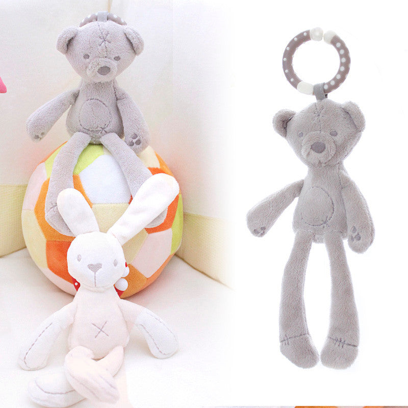 Baby Stroller Toy Bunny Bear Soft Plush Doll Rattle