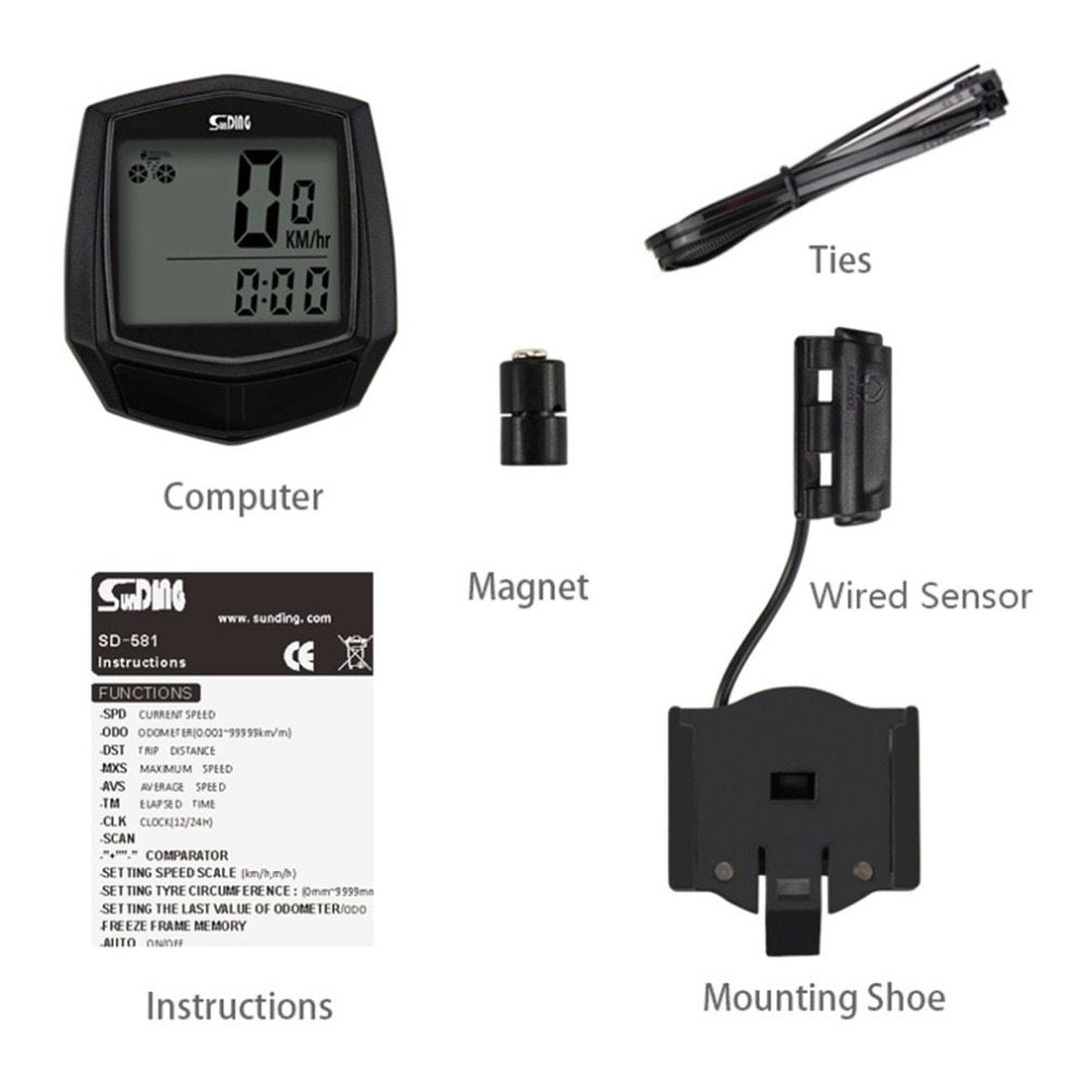 Mountain Bike Odometer Bicycle Wired English Speedometer