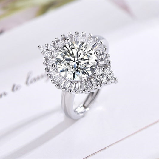 Large Particle Moissanite Ring Female