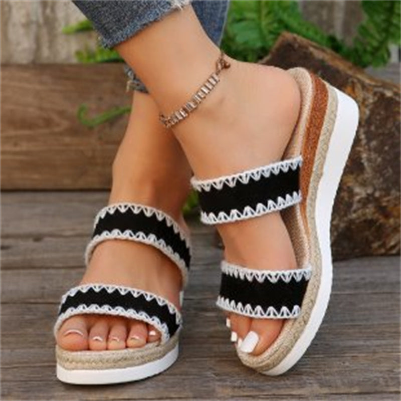 Rope Woven Wedge Slippers