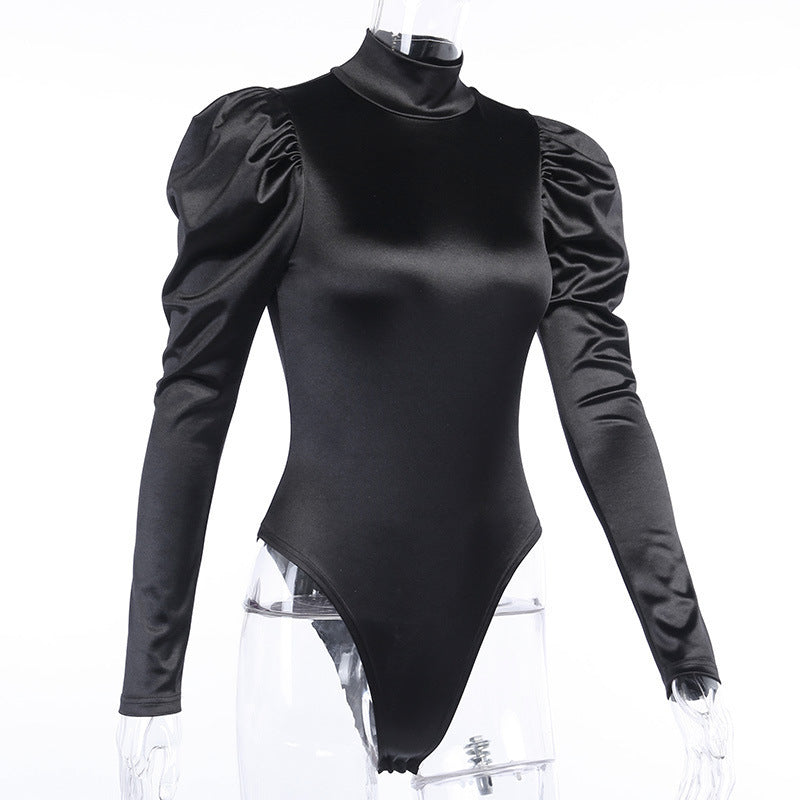 High neck back zip bodysuit