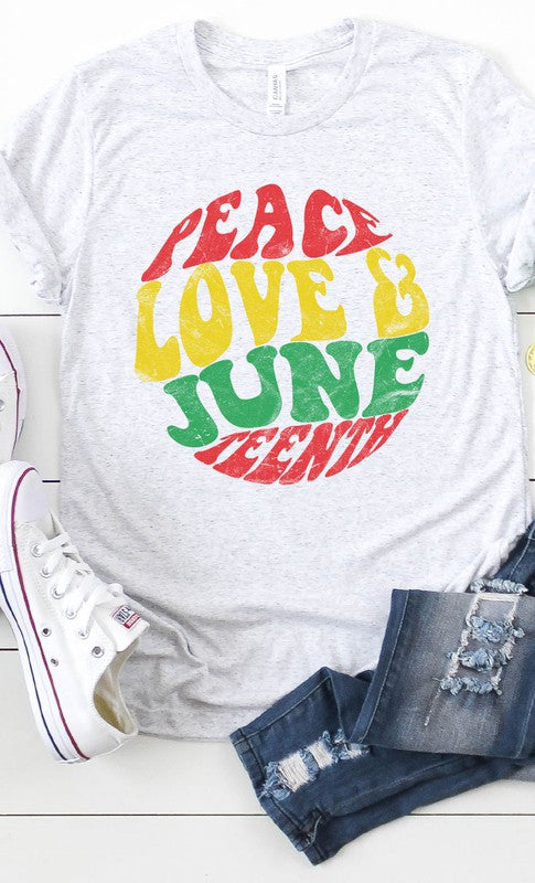 Retro Peace Love and Juneteenth Graphic Tee PLUS