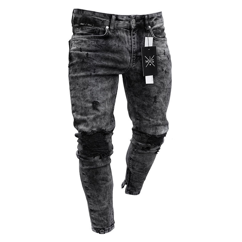 Ripped stretch denim pants