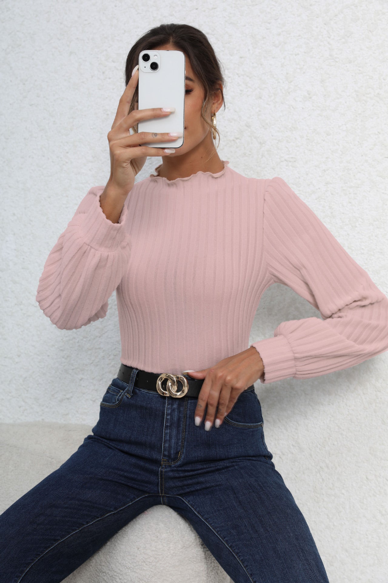 Long-sleeved Knitted Jumpsuit Top