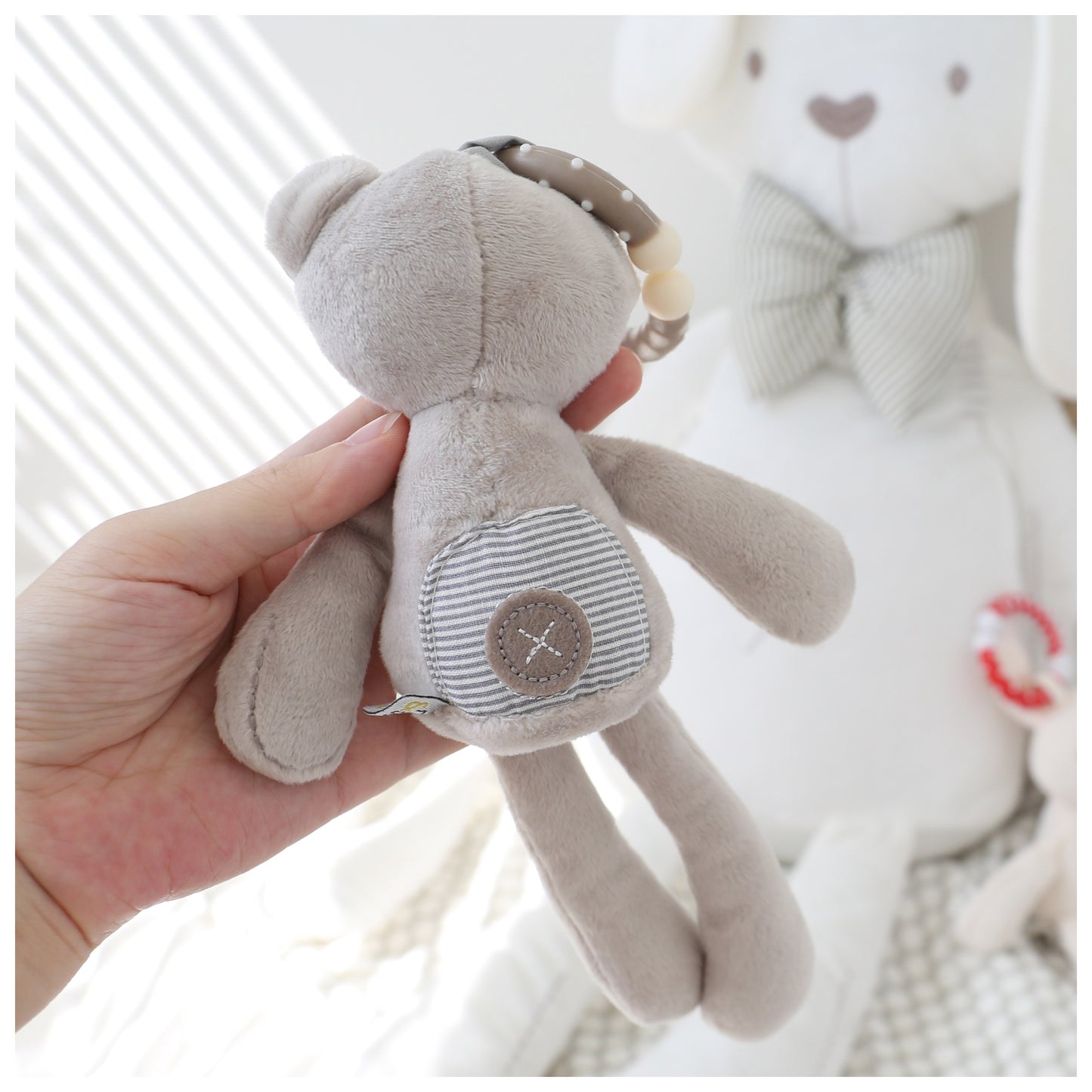 Baby Stroller Toy Bunny Bear Soft Plush Doll Rattle