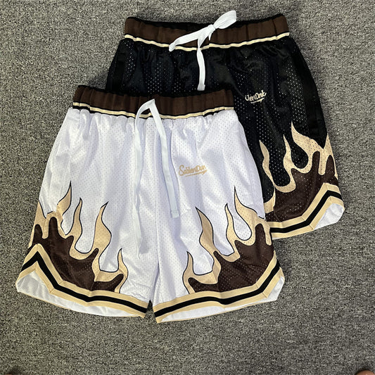 Flame Double Layer Mesh Style Sports Shorts