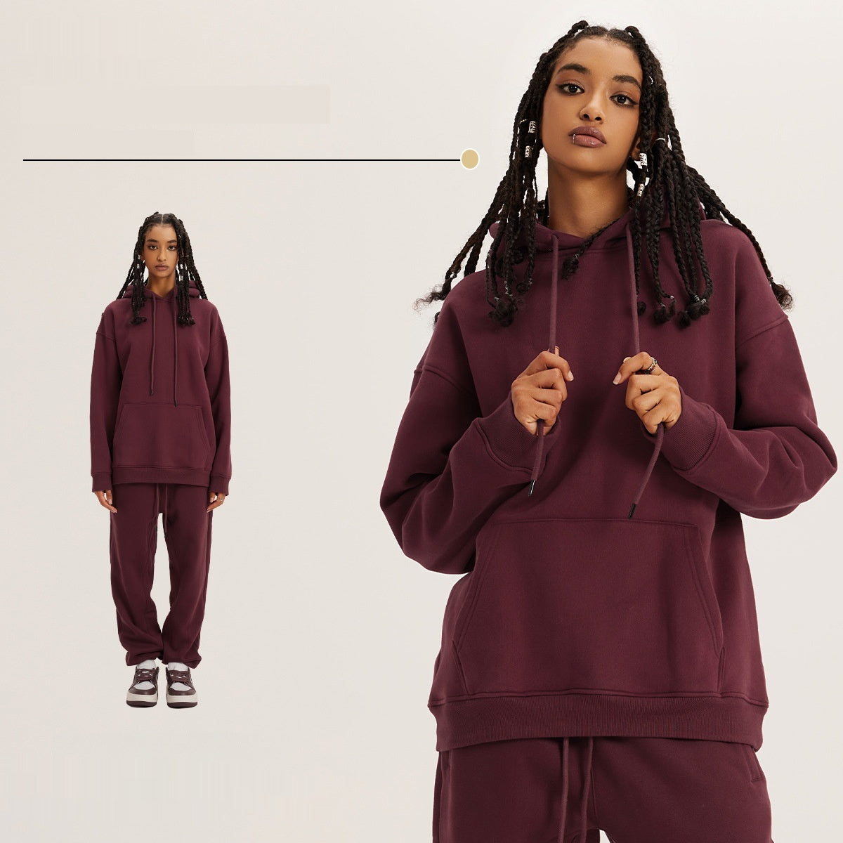 Casual Fleece-lined Thickened Hooded Sweatshirt