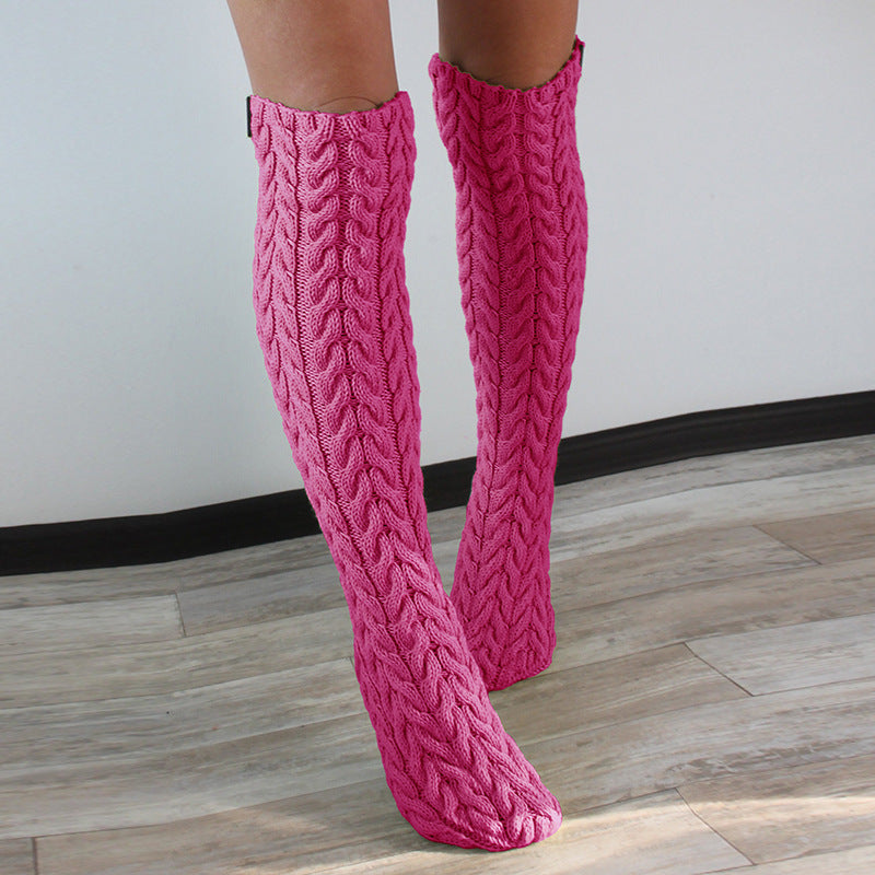 Three-color Twist Mid-calf Knitted Bunching Socks Women