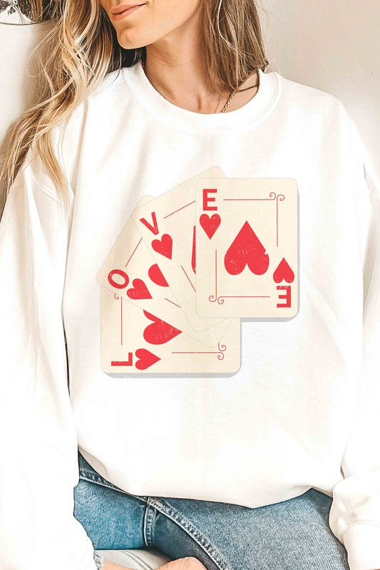 PLUS SIZE - LOVE CARDS Graphic Sweatshirt