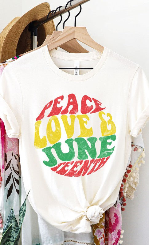 Retro Peace Love and Juneteenth Graphic Tee PLUS