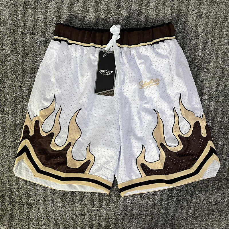 Flame Double Layer Mesh Style Sports Shorts