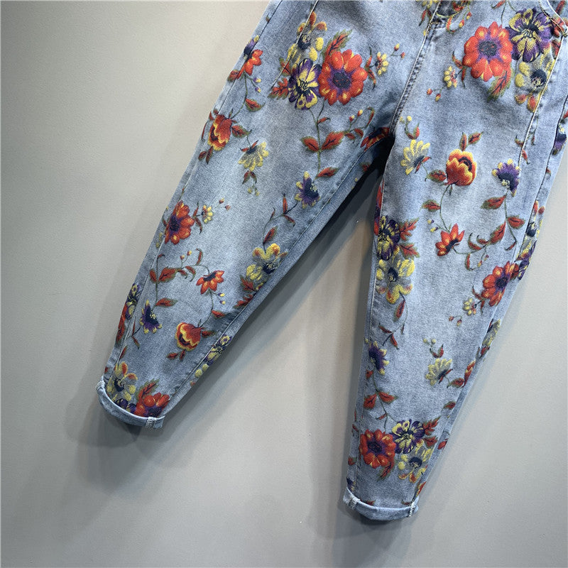 Flower Print Casual Jeans