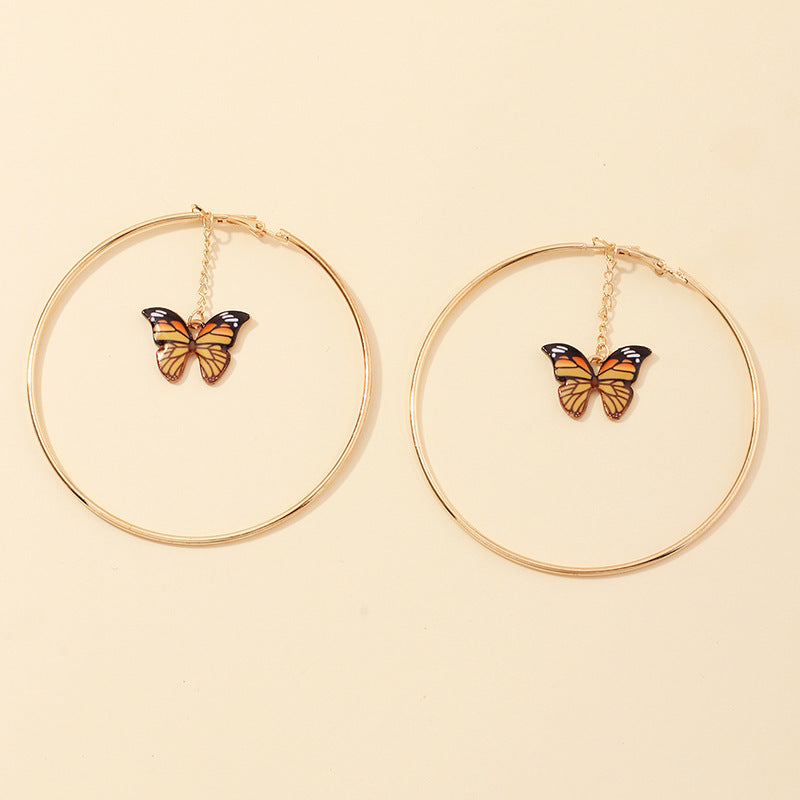 Ring Hollow Butterfly Tassel Earrings