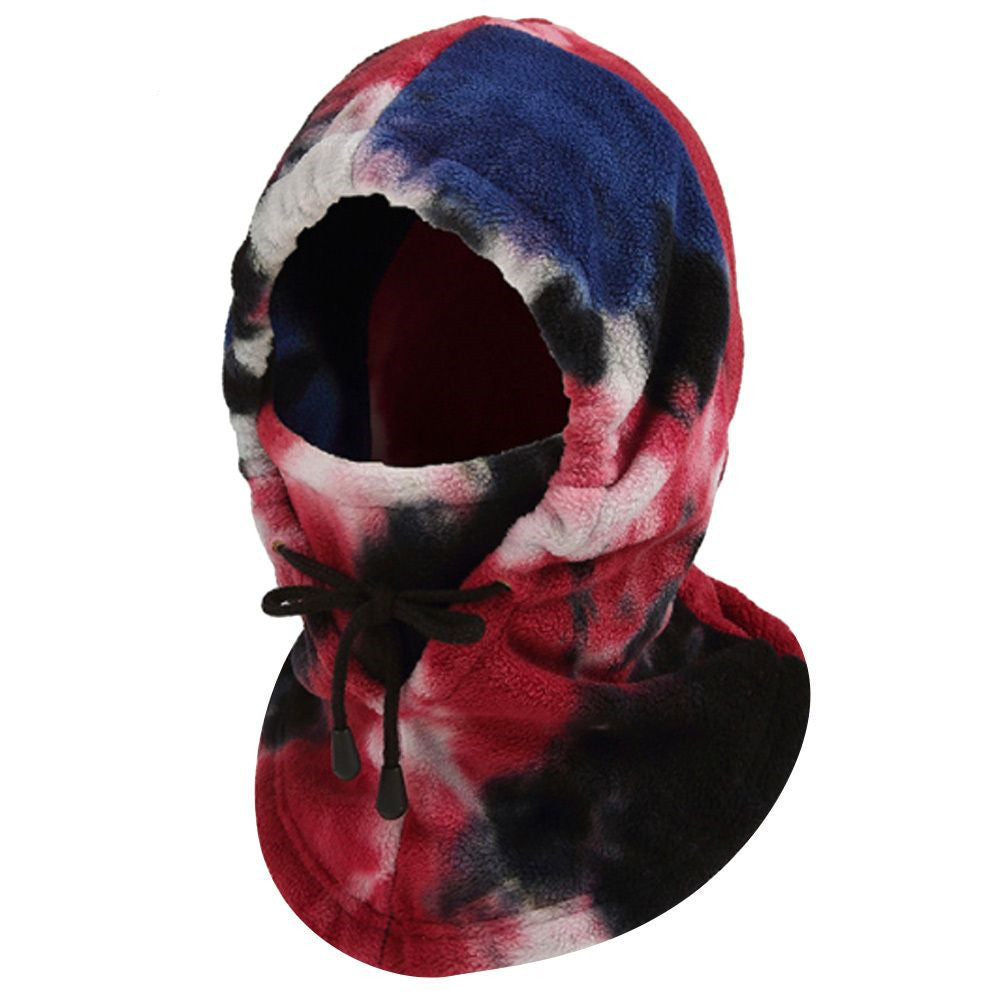 Thermal Hood Polar Fleece Tie-dye Face Mask Mountain Skiing Fleece Scarf