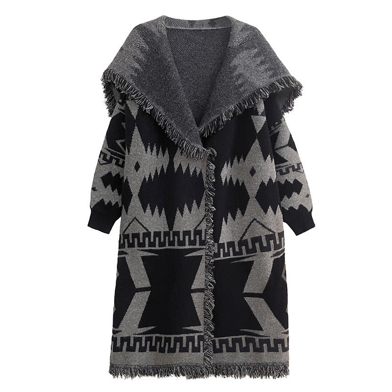 Loose Knitted Cardigan Long-cut Coat