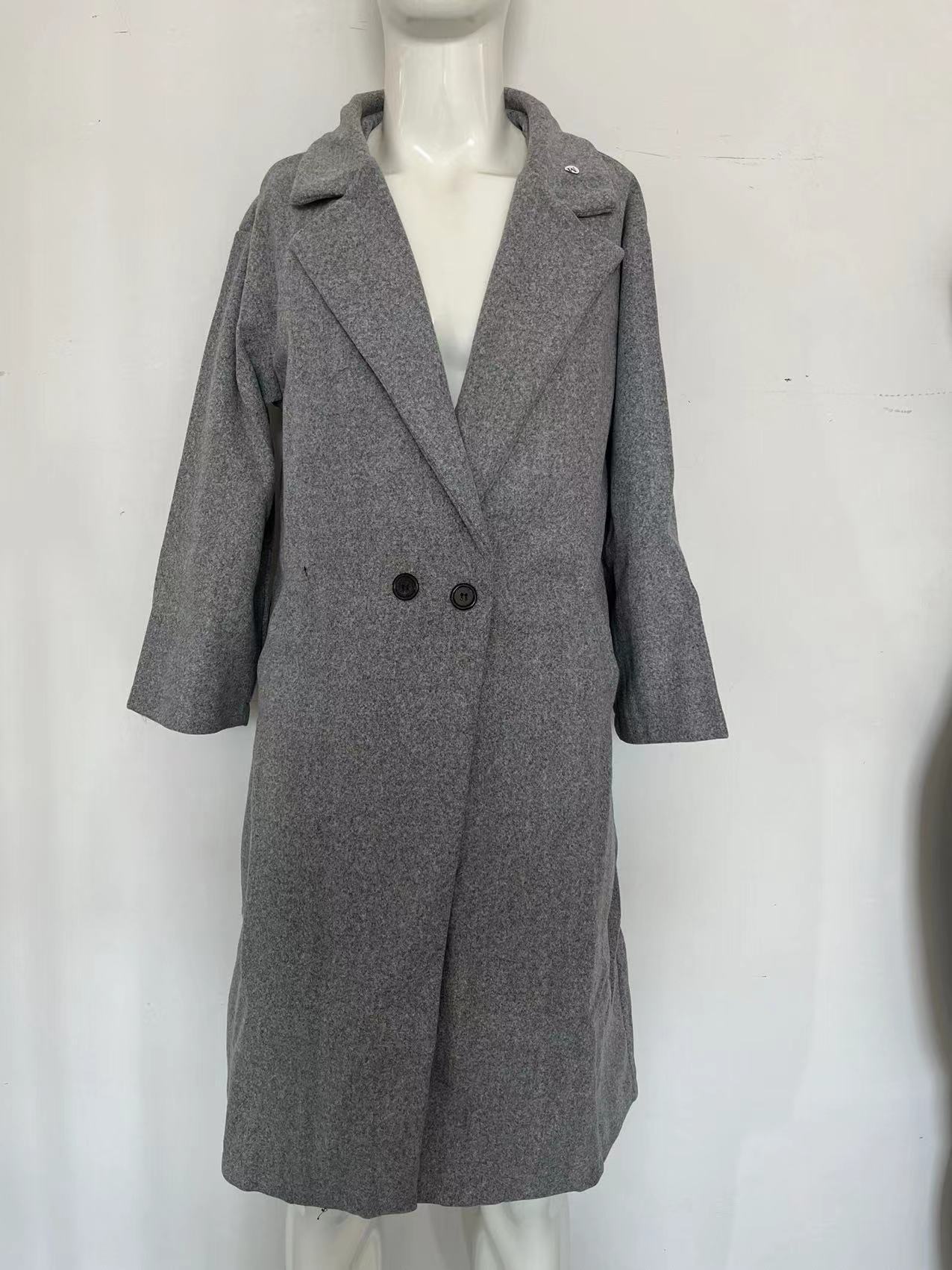 Long Sleeved Large Woolen Overcoat