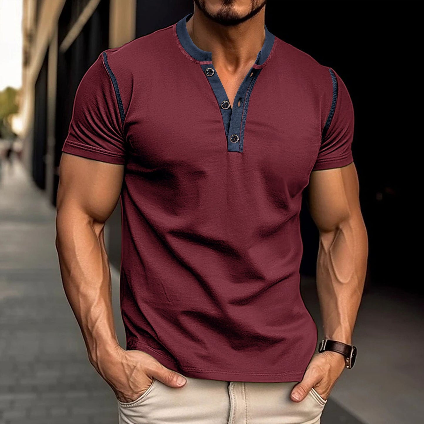 Polo Shirt Summer Button V-neck T-shirt Tops