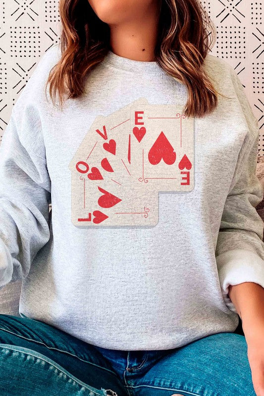 PLUS SIZE - LOVE CARDS Graphic Sweatshirt