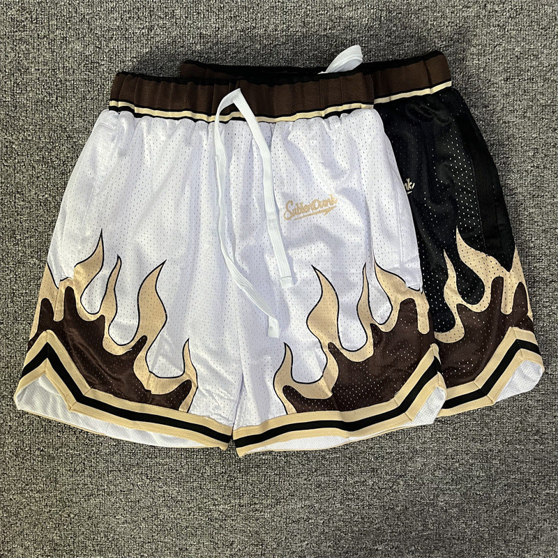 Flame Double Layer Mesh Style Sports Shorts