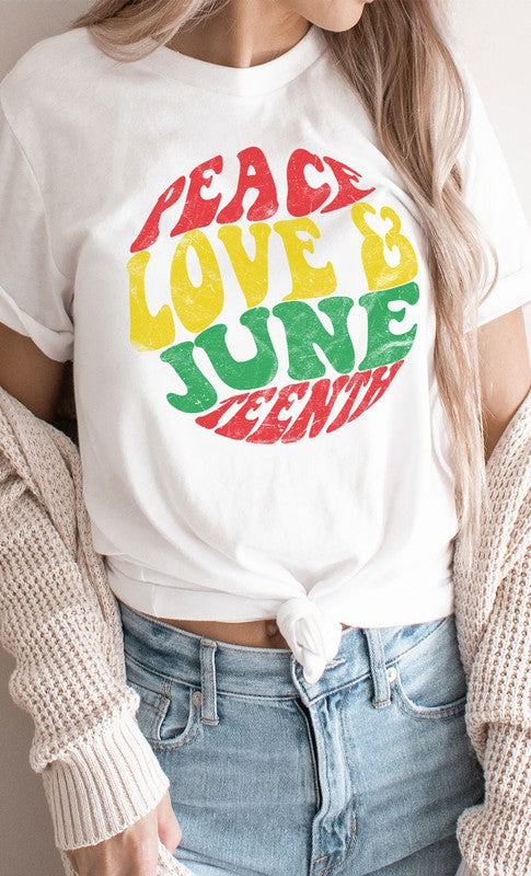 Retro Peace Love and Juneteenth Graphic Tee PLUS