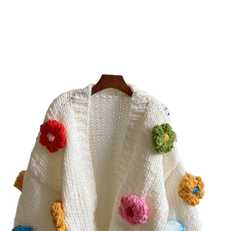 Women's Three-dimensional Flower Sweater Cardigan