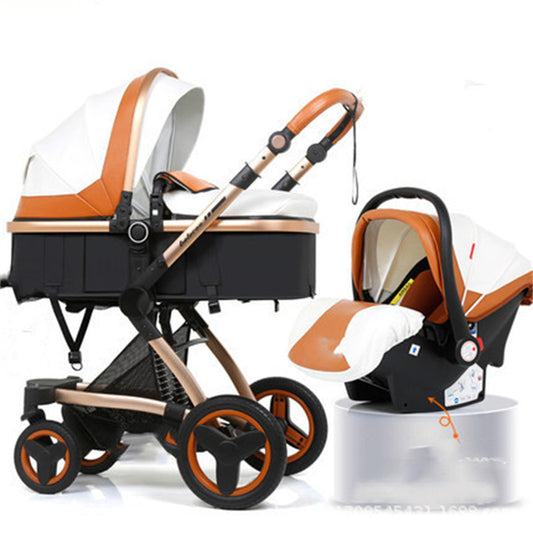 High Landscape Baby Stroller Basket Can Sit And Lie Folded