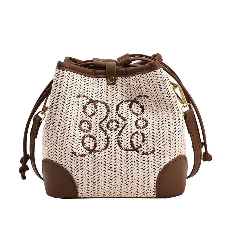 Straw Seaside Vacation Beach Woven Bucket Bag