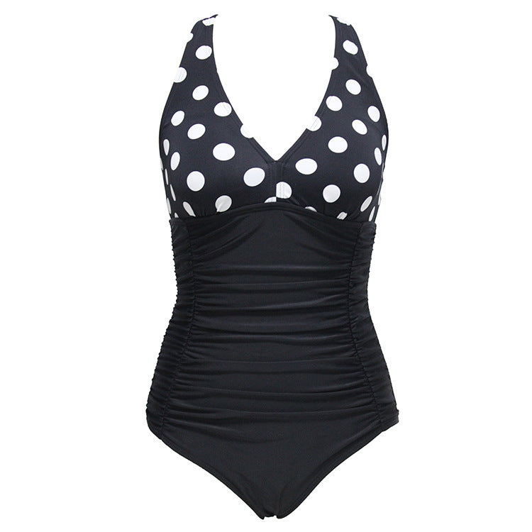 Simple Double Shoulder One Piece Triangle Swimsuit