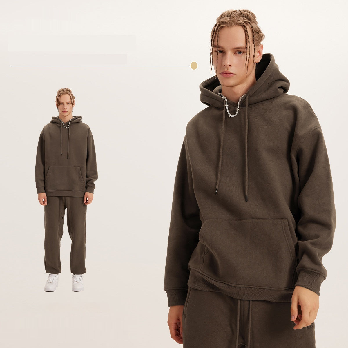 Casual Fleece-lined Thickened Hooded Sweatshirt