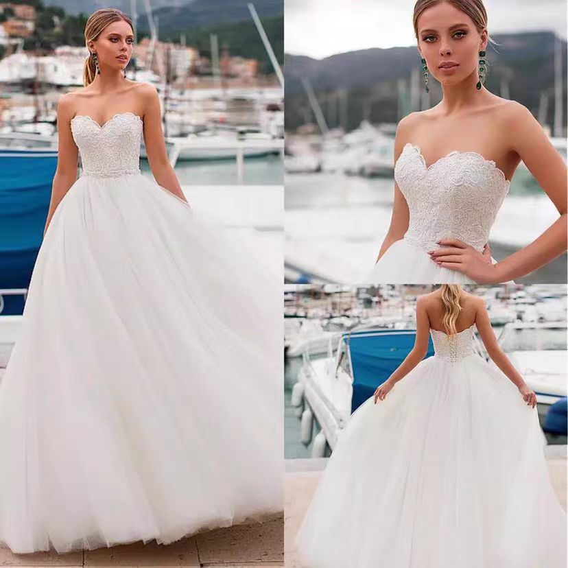 European And American Bride Tied High Waist Slim Lace Super Mori Simple Wedding Dress