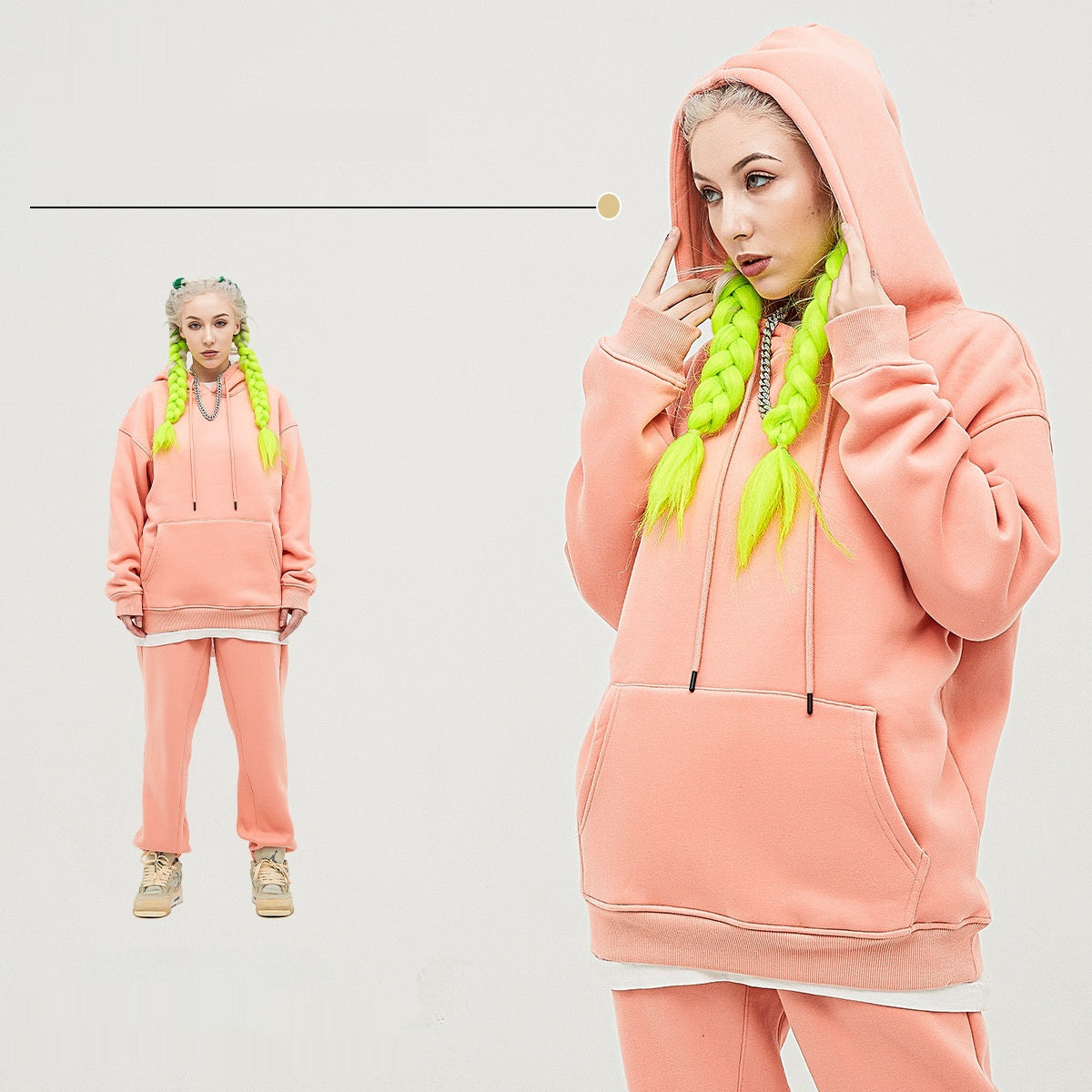 Casual Fleece-lined Thickened Hooded Sweatshirt