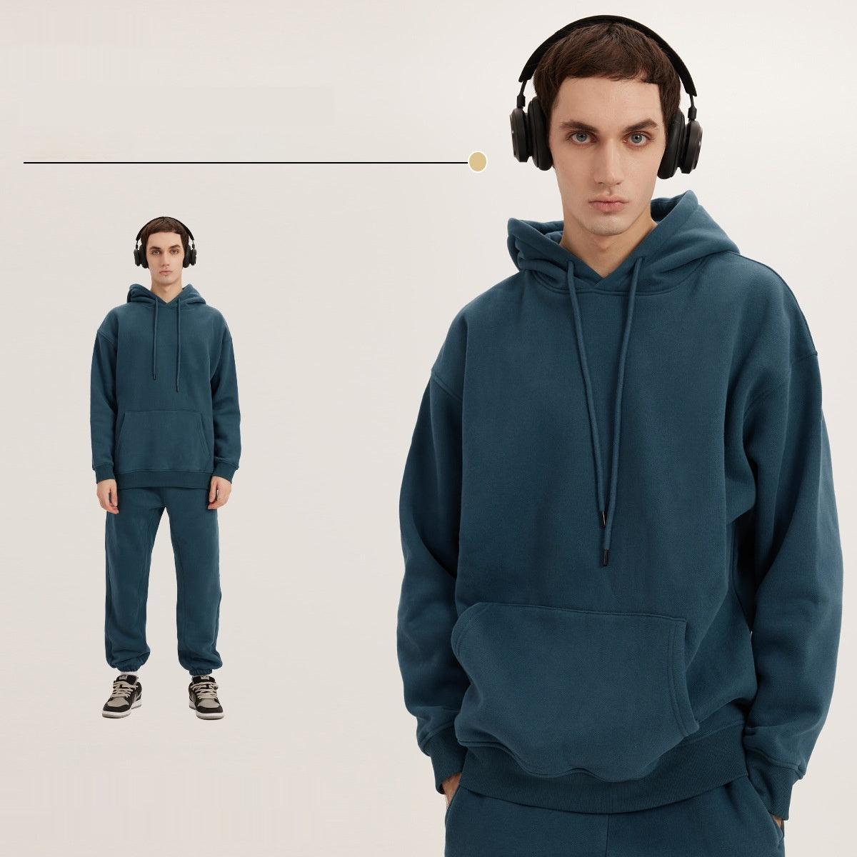 Casual Fleece-lined Thickened Hooded Sweatshirt