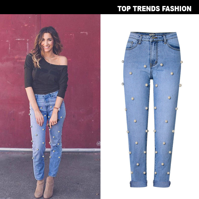 Street High Waist Loose Denim Trousers