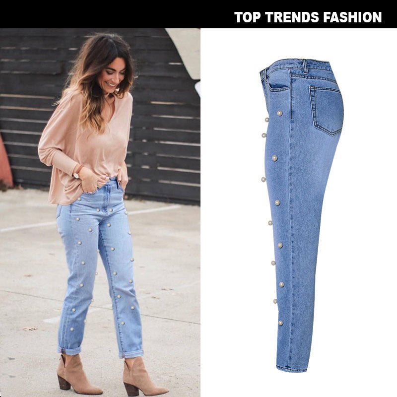 Street High Waist Loose Denim Trousers