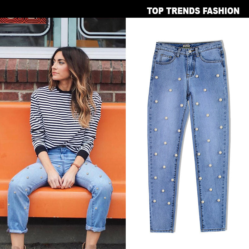 Street High Waist Loose Denim Trousers