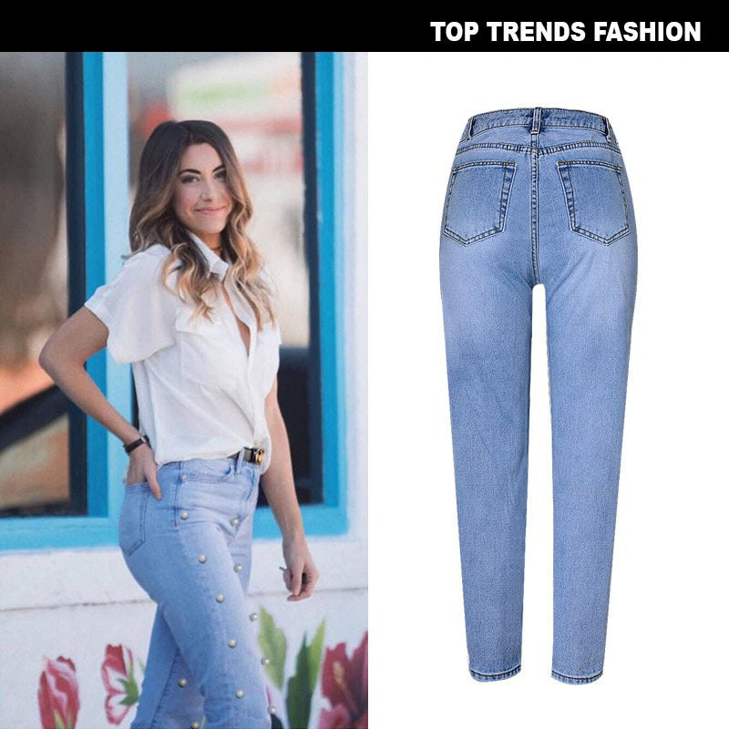 Street High Waist Loose Denim Trousers