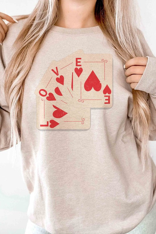 PLUS SIZE - LOVE CARDS Graphic Sweatshirt