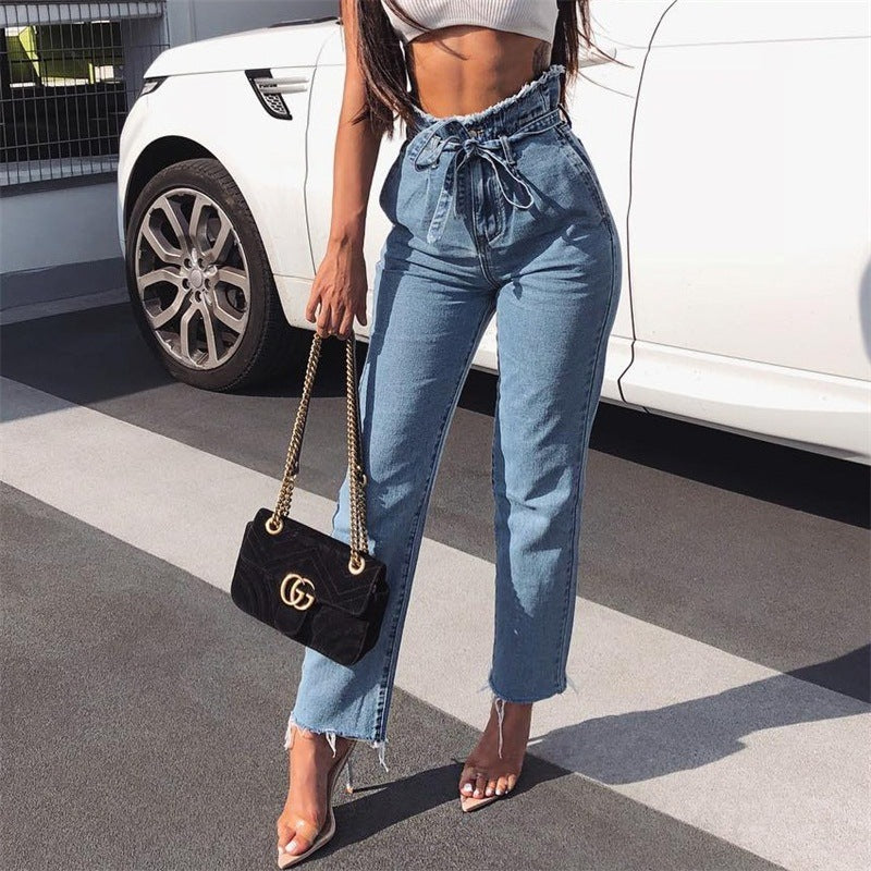 Vintage tassels high waist jeans