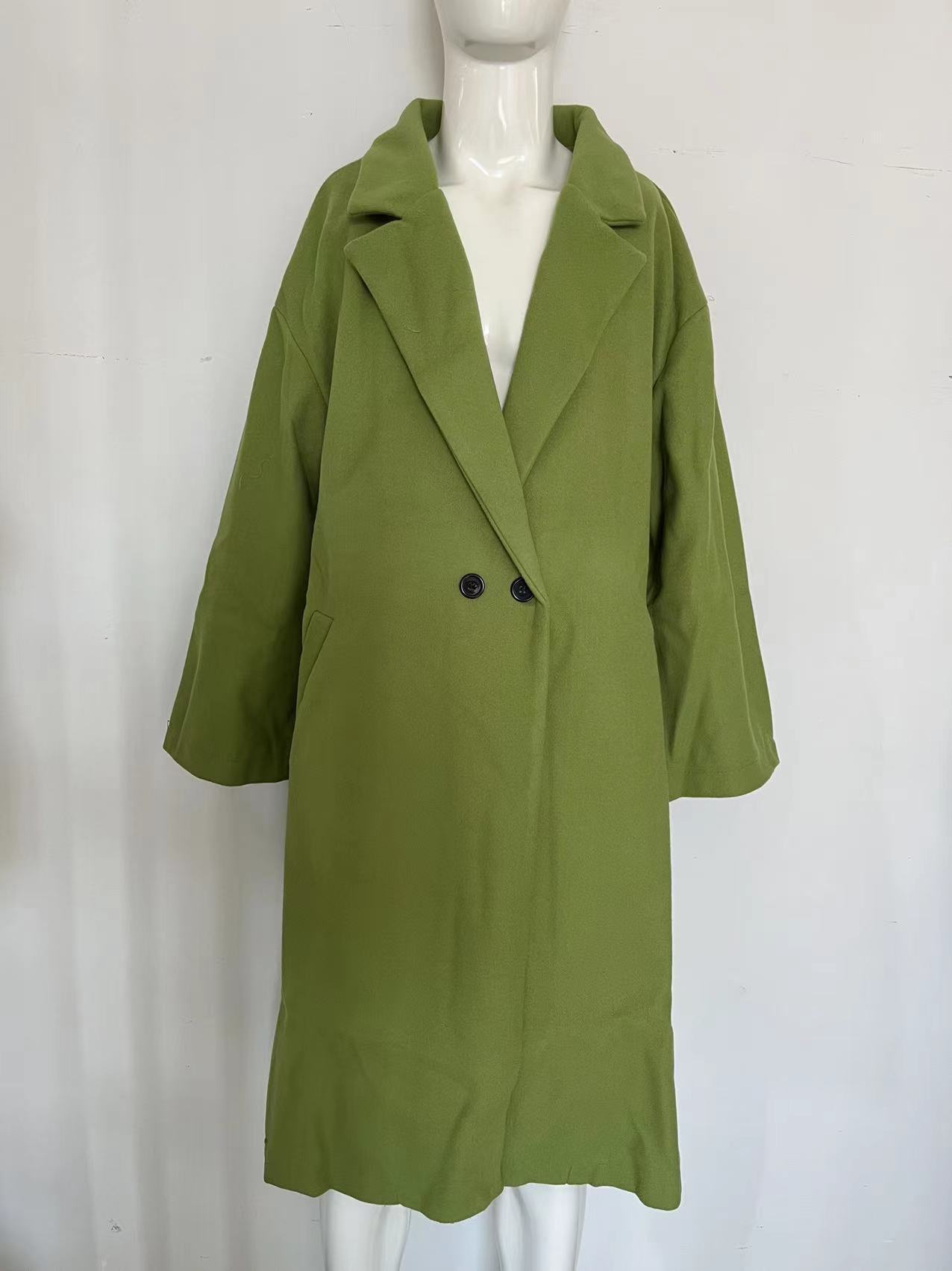 Long Sleeved Large Woolen Overcoat