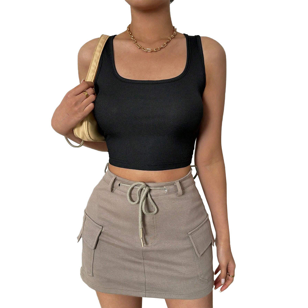 Women's Fashion Slim Fit Tied Short Top