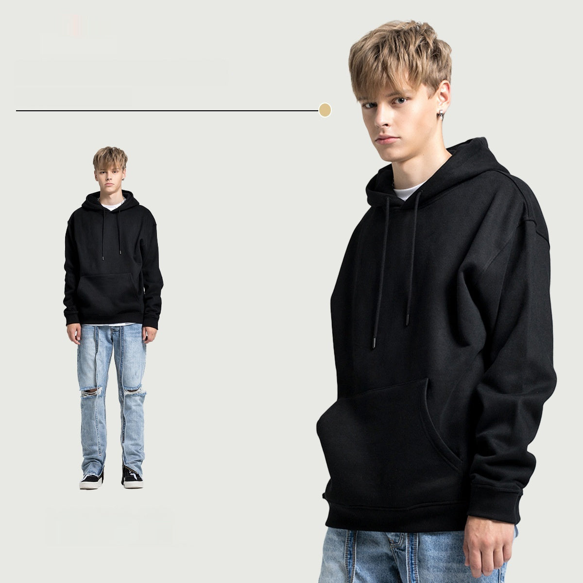 Casual Fleece-lined Thickened Hooded Sweatshirt